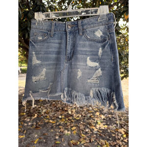 Vervet Womens Hi Rise Denim Mini Skirt Distressed Raw Hem Size 24 Style VT213